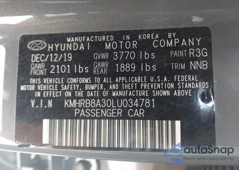 2020 Hyundai Venue Se from USA, damaged, VIN KMHRB8A30LU034781